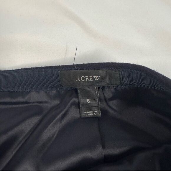 J Crew Size 6 Navy Blue Pencil Skirt Knee Length Wool Lined Back Zip Office - Picture 5 of 6